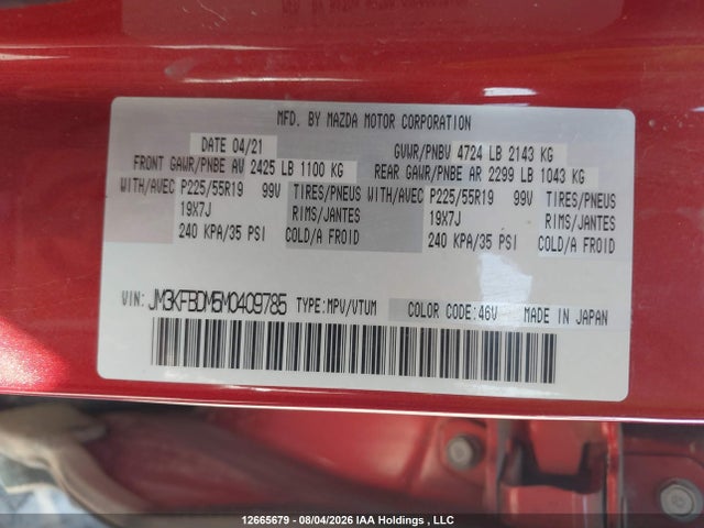 JM3KFBDM5M0409785 Mazda Cx-5 Grand Touring