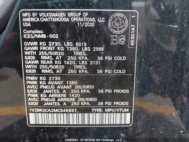 Volkswagen Atlas 2021 1V2BR2CA2MC545697 Image 18