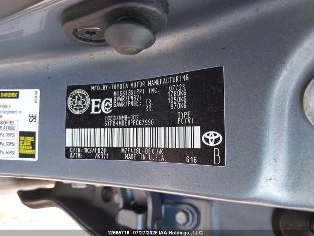 5YFB4MDE8PP067990 Toyota COROLLA LE