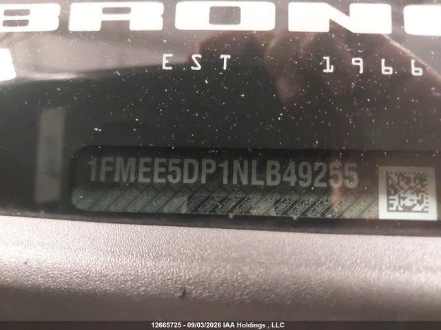 1FMEE5DP1NLB49255 Ford Bronco Big Bend/black Diamond/outer Banks/badlands/wildtrak/everglades
