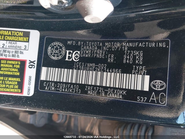 2T1BURHE2KC144966 Toyota Corolla L/le/xle/se/xse