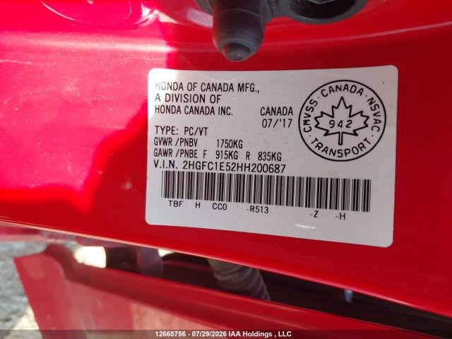 Honda Civic Si Si 2017 2HGFC1E52HH200687 Image 9