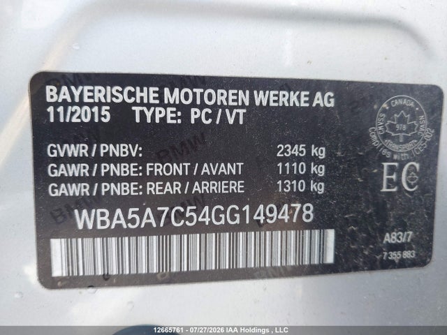 WBA5A7C54GG149478 BMW 528 XI
