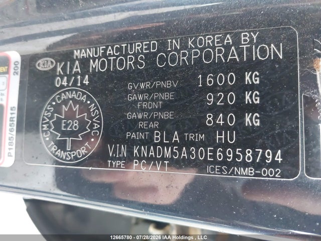 Продаж на аукціоні авто 2014 Kia Rio Lx, vin: KNADM5A30E6958794, номер лоту: 12665780