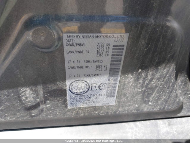 Aukcja sprzedaży 2017 Nissan Rogue S/sl Platinum/sv, vin: 5N1AT2MV5HC793914, numer aukcji: 12665784