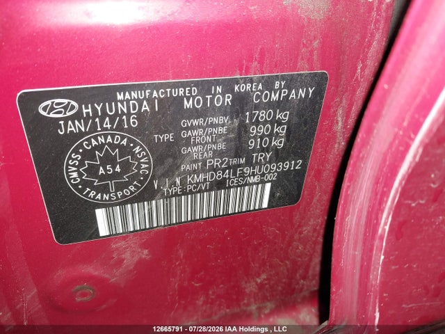 12665791 :رقم المزاد ، KMHD84LF9HU093912 vin ، 2017 Hyundai Elantra مزاد بيع