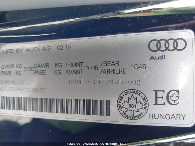 Продажа на аукционе авто 2019 Audi A3 45 Progressiv, vin: WAUEEGFF1K1026547, номер лота: 12665796