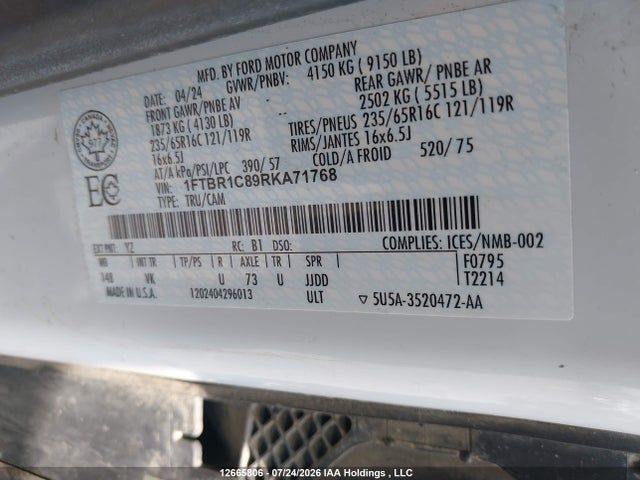 1FTBR1C89RKA71768 Ford Transit T-250