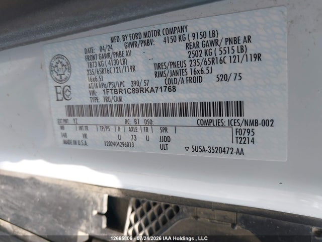 1FTBR1C89RKA71768 Ford Transit T-250