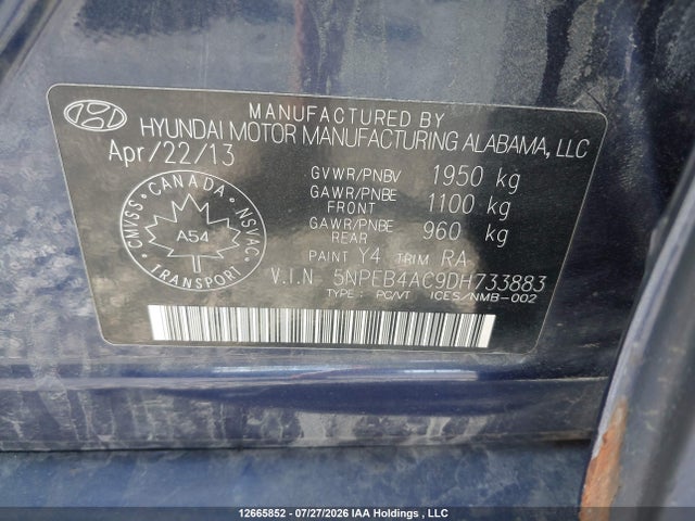 Продаж на аукціоні авто 2013 Hyundai Sonata Gls, vin: 5NPEB4AC9DH733883, номер лоту: 12665852