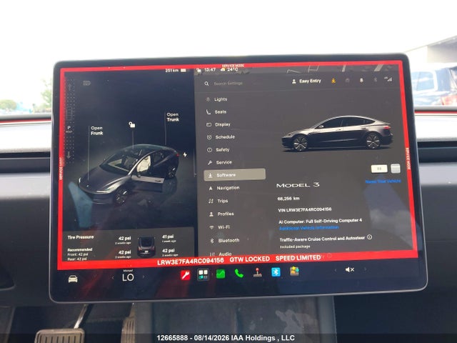 Продаж на аукціоні авто 2024 Tesla Model 3, vin: LRW3E7FA4RC094156, номер лоту: 12665888