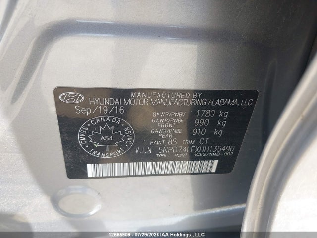 Hyundai ELANTRA SE 2017 5NPD74LFXHH135490 Image 9