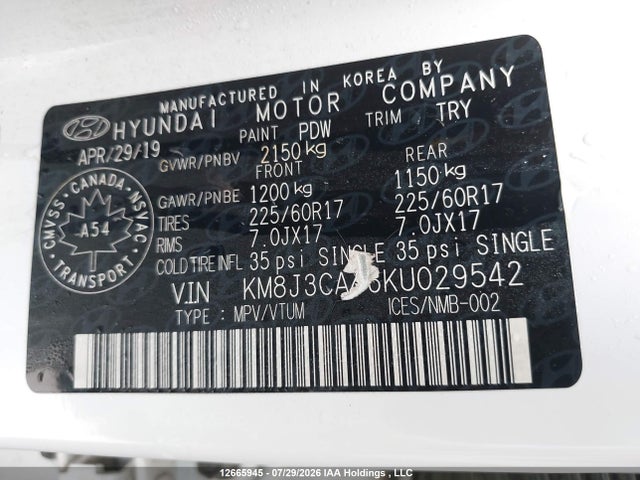 Hyundai Tucson Preferred 2019 KM8J3CA46KU029542 Image 19