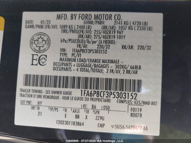 Ford MUSTANG GT 2023 1FA6P8CF3P5303152 Image 9