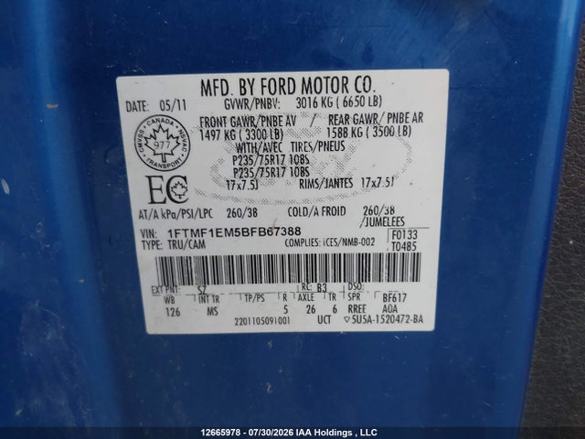 Aukcja sprzedaży 2011 Ford F150, vin: 1FTMF1EM5BFB67388, numer aukcji: 12665978