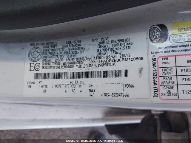 Продажа на аукционе авто 2011 Ford Fiesta Se, vin: 3FADP4BJ0BM120509, номер лота: 12665979