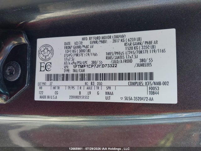 Ford F-150 Xl 2018 1FTMF1EP7JKD75322 Image 9