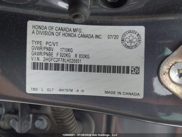 Honda CIVIC EX 2020 2HGFC2F78LH026851 Image 9