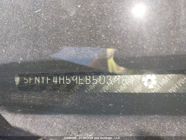5FNYF4H59EB503981 Honda Pilot Ex-l