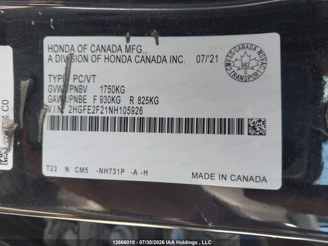 Honda Civic Lx 2022 2HGFE2F21NH105926 Image 9