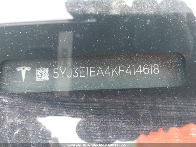 12666022 :رقم المزاد ، 5YJ3E1EA4KF414618 vin ، 2019 Tesla Model 3 Long Range/mid Range/standard Range/standard Range Plus مزاد بيع