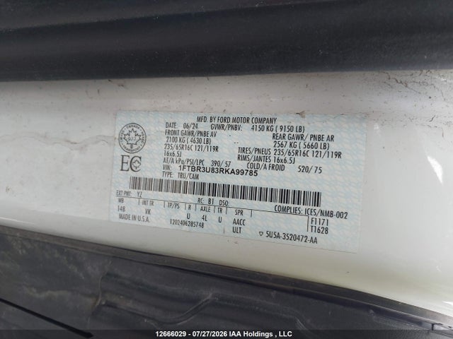 Ford Transit T-250 2024 1FTBR3U83RKA99785 Image 9