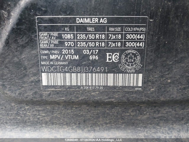 12666049 :رقم المزاد ، WDCTG4GB8JJ376491 vin ، 2018 Mercedes-benz Gla 250 4matic مزاد بيع