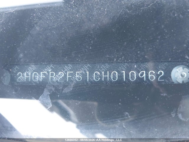 12666052 :رقم المزاد ، 2HGFB2F51CH010962 vin ، 2012 Honda Civic Lx مزاد بيع