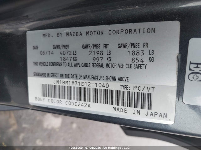 Продаж на аукціоні авто 2014 Mazda 3 Sport, vin: JM1BM1M31E1211040, номер лоту: 12666060