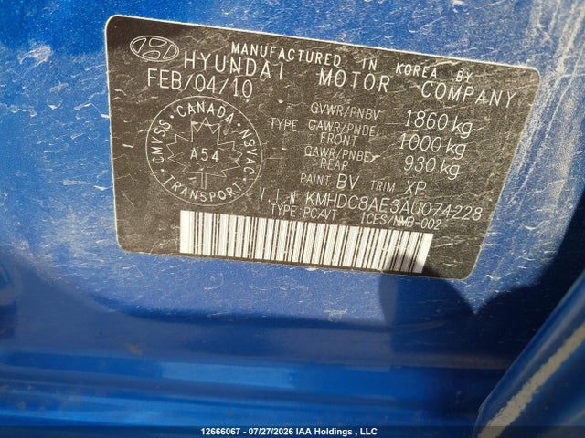 12666067 :رقم المزاد ، KMHDC8AE3AU074228 vin ، 2010 Hyundai Elantra Touring Gls/se مزاد بيع