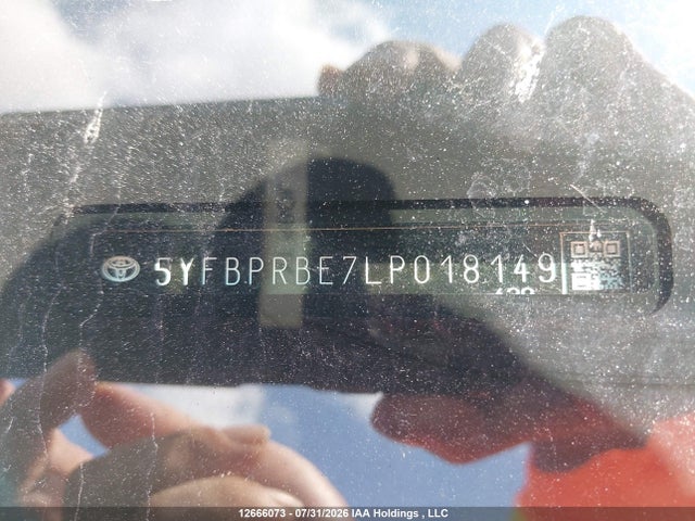 12666073 :رقم المزاد ، 5YFBPRBE7LP018149 vin ، 2020 Toyota Corolla L/le/xle مزاد بيع