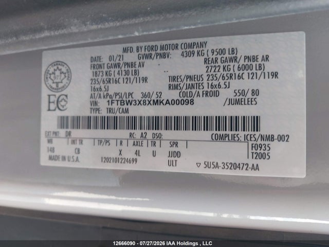 Ford Transit T-350 2021 1FTBW3X8XMKA00098 Image 9