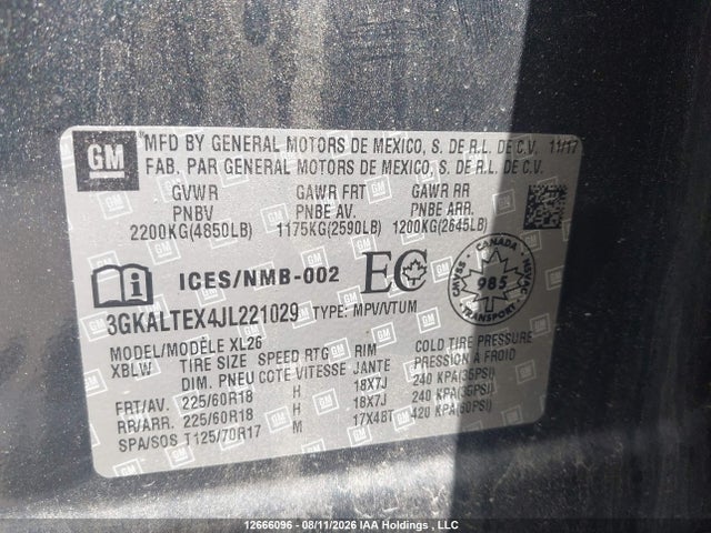Продаж на аукціоні авто 2018 Gmc Terrain Sle, vin: 3GKALTEX4JL221029, номер лоту: 12666096