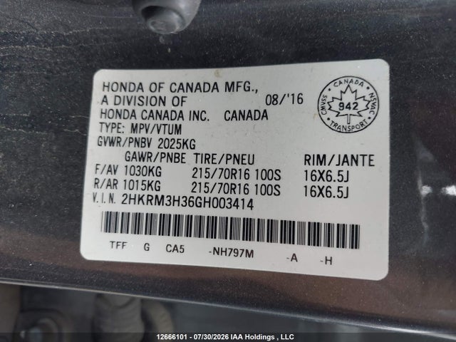 Honda CR-V 2016 2HKRM3H36GH003414 Image 9