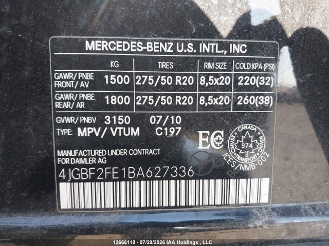 2011 Mercedes-benz Gl 350 Bluetec მანქანა იყიდება აუქციონზე, vin: 4JGBF2FE1BA627336, აუქციონის ნომერი: 12666118