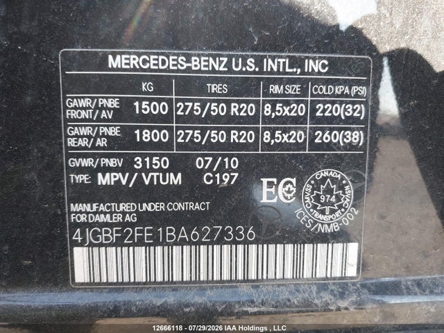 2011 Mercedes-benz Gl 350 Bluetec მანქანა იყიდება აუქციონზე, vin: 4JGBF2FE1BA627336, აუქციონის ნომერი: 12666118
