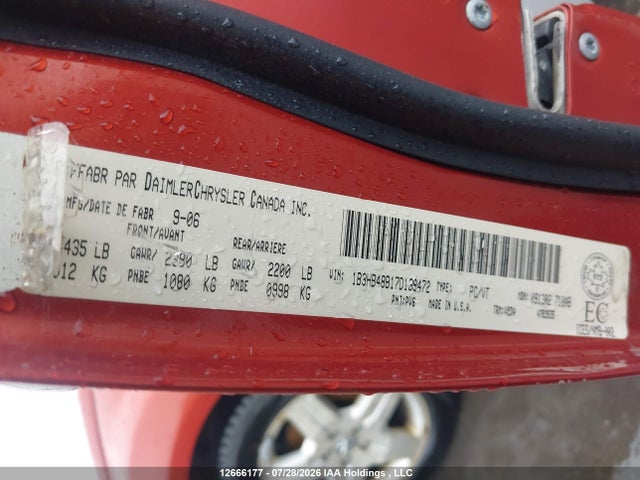 12666177 :رقم المزاد ، 1B3HB48B17D139472 vin ، 2007 Dodge Caliber Sxt مزاد بيع
