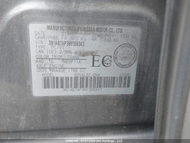 3N1AB7AP3HY366347 Nissan Sentra S/sv/sr/sl