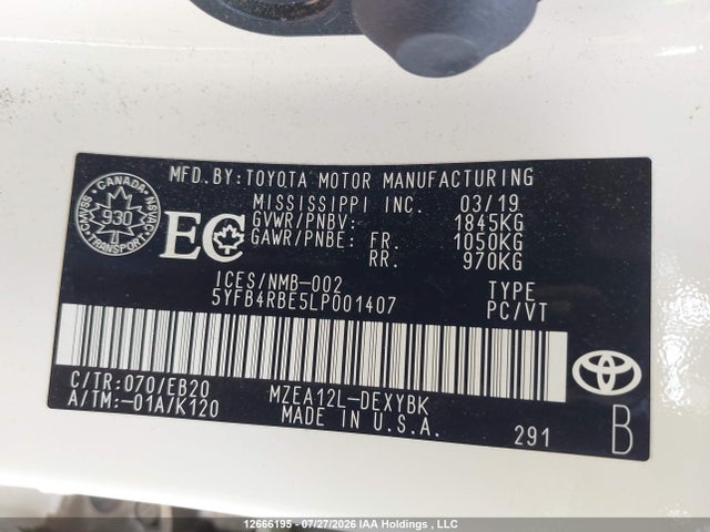 Toyota Corolla Se/xse 2020 5YFB4RBE5LP001407 Image 9