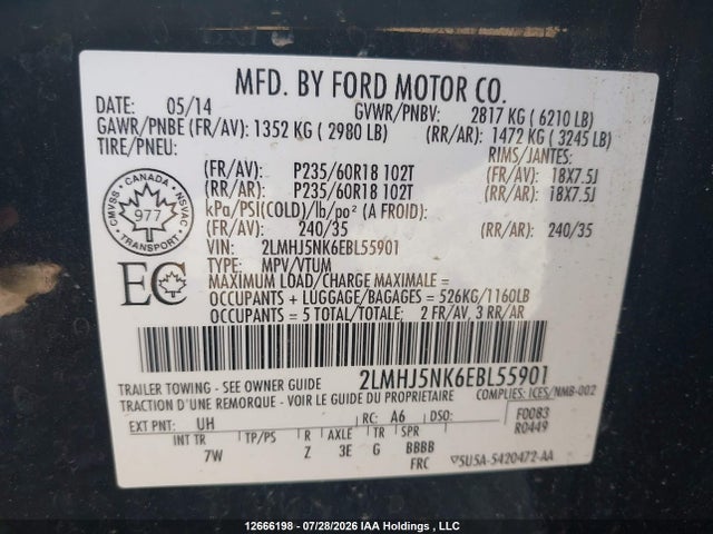 Lincoln Mkt Livery 2014 2LMHJ5NK6EBL55901 Image 9