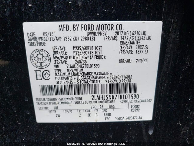 Lincoln Mkt Livery 2015 2LMHJ5NK7FBL01590 Image 18