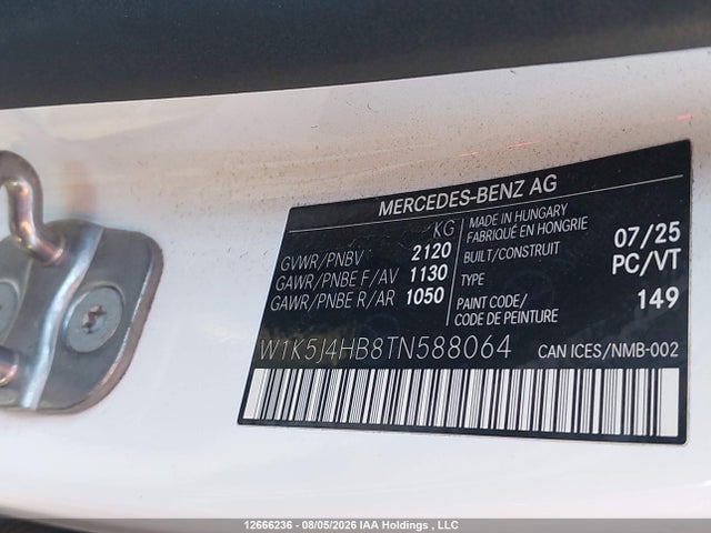 W1K5J4HB8TN588064 Mercedes-Benz CLA 250 4MATIC