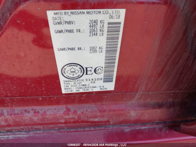 Aukcja sprzedaży 2018 Nissan Leaf S/sv/sl, vin: 1N4AZ1CP3JC314109, numer aukcji: 12666257