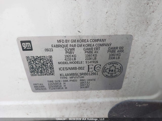 12666261 :رقم المزاد ، KL4AMBSL5RB012961 vin ، 2024 Buick Encore Gx مزاد بيع