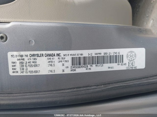 12666262 :رقم المزاد ، 2C4RDGDG6DR545238 vin ، 2013 Dodge Grand Caravan Crew مزاد بيع