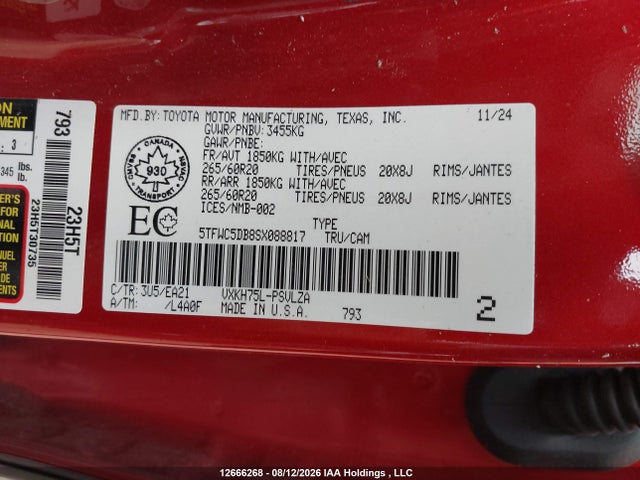 Toyota Tundra 2025 5TFWC5DB8SX088817 Image 9