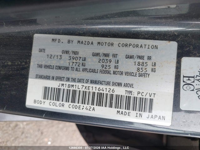 JM1BM1L7XE1164126 Mazda 3 TOURING