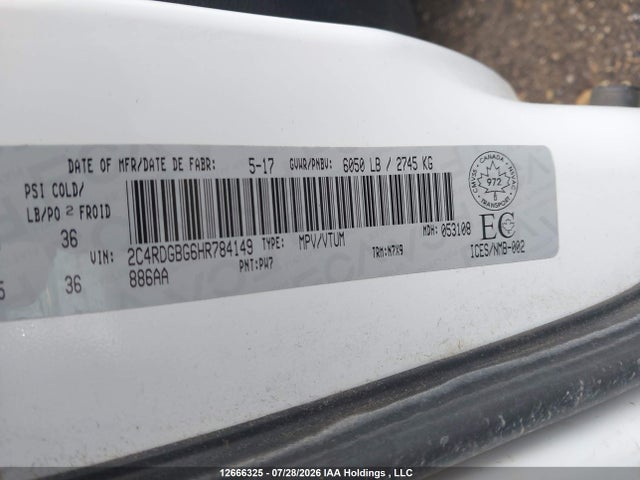 2C4RDGBG6HR784149 Dodge Grand Caravan Cvp/sxt