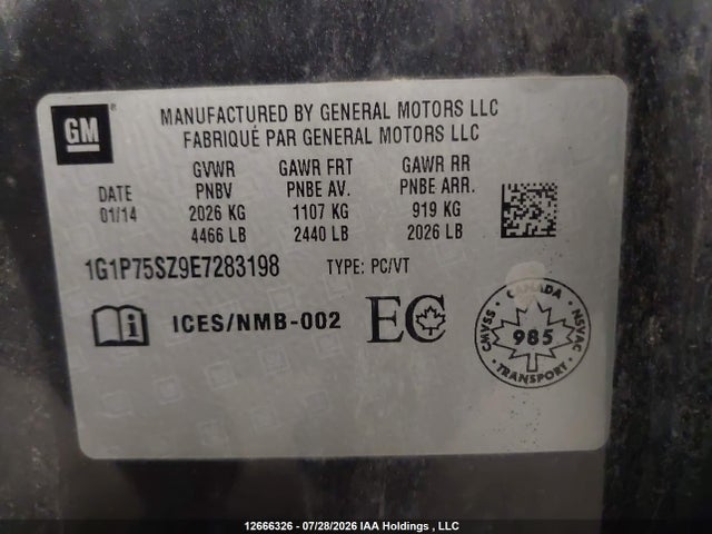 1G1P75SZ9E7283198 Chevrolet Cruze