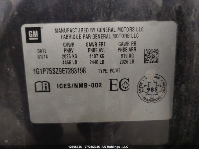 1G1P75SZ9E7283198 Chevrolet Cruze